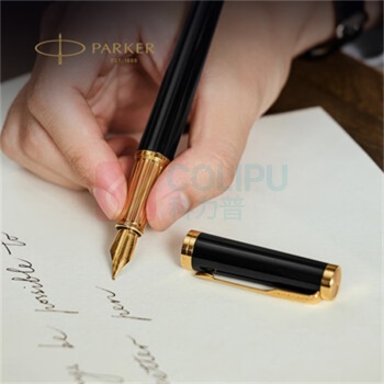 派克 PARKER 墨水笔+木制套盒 精英睿智黑金夹
