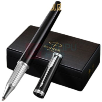 派克 PARKER 宝珠笔+木制套盒 精英睿智黑白夹