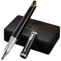 派克 PARKER 宝珠笔+木制套盒 精英睿智黑白夹