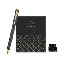 派克 PARKER 威雅XL经典黑金夹墨水笔+30ml小墨水深灰礼盒套装
