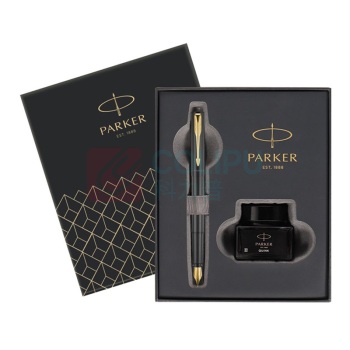 派克 PARKER 威雅XL经典黑金夹墨水笔+30ml小墨水深灰礼盒套装 威雅XL 套装