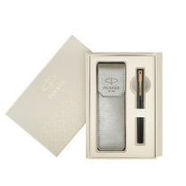 派克 PARKER 宝珠笔套装威雅XL经典黑金夹宝珠笔+经典浅灰套盒 威雅XL