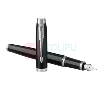 派克 PARKER 新款IM纯黑丽雅白夹墨水笔 F尖