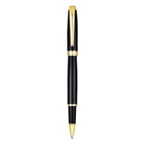 英雄 HERO 宝珠笔签字笔金属笔杆 1525亮黑金夹 0.5mm