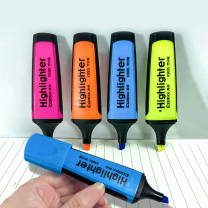 齐心 Comix 荧光笔 刀头 扁杆 四色 K9005 5.0mm 110mm 5mm (混色) 4支/套 电商专供 DC
