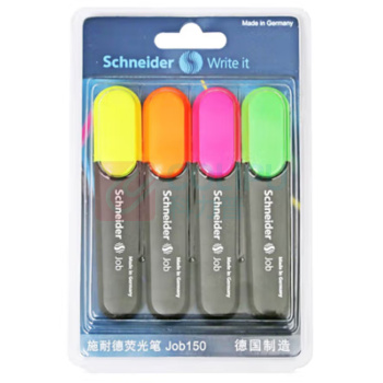 施耐德 Schneider 大容量荧光笔彩色标记号 Job150 经典4色套装