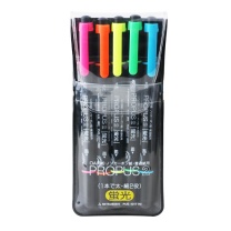 三菱 uni 双头荧光笔套装 PUS-101T5C/PUS-101T5C2 粗头4.0mm，细头0.5mm5色/套 1套/盒 (新老包装随机发货)