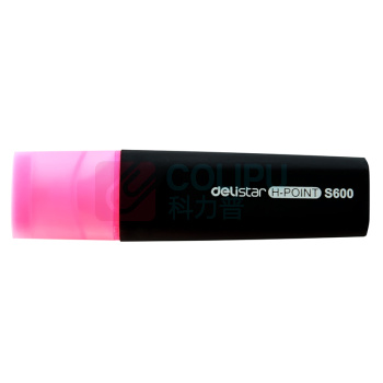 得力 荧光笔 S600 粉色 5.0mm 105mm 10支 塑料 斧头 纤维 5.0MM 粗杆 塑料 粉色 10支/盒 盒