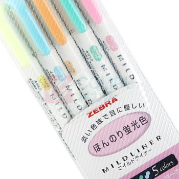 斑马牌 ZEBRA 双头柔和荧光笔五色套装 WKT7-5C-N 1-4mm (5色) 5支/盒 新老包装替换