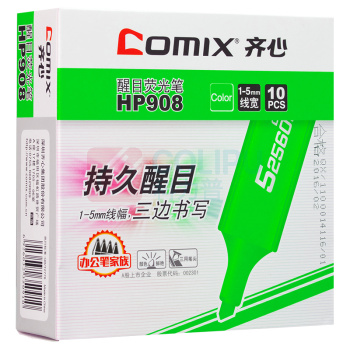 齐心 Comix 醒目荧光笔 HP908 10支装 (绿色)