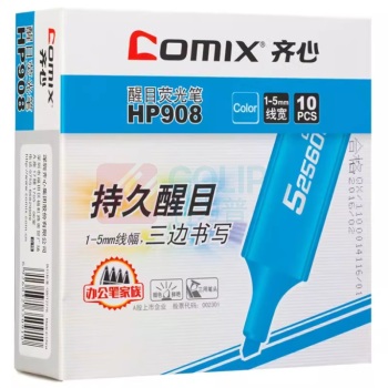齐心 Comix 荧光笔 HP908 1.0-5.0mm (蓝色) 10支/盒
