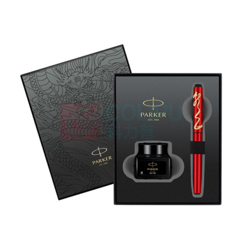 派克 PARKER 钢笔 签字笔 男女学生钢笔文具墨水笔+龙年系列御龙商务礼盒 威雅XL蛟龙红