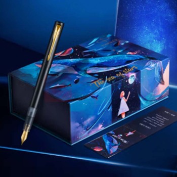 派克 PARKER 威雅XL入门黑金夹墨水笔 星辰大海套装