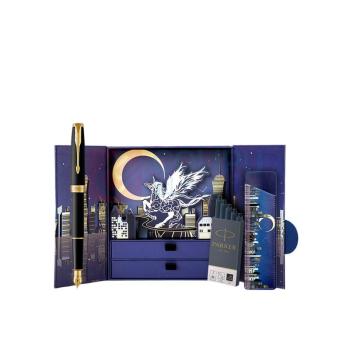 派克 PARKER 磨砂黑金夹墨水笔以梦为马礼盒 卓尔系列 F尖墨水笔+墨水芯+笔袋+礼盒