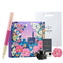 派克 PARKER 梦幻粉金夹墨水笔+花开有期礼盒 威雅XL