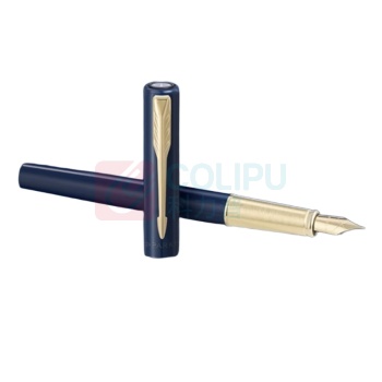 派克 PARKER 钢笔 签字笔套装 威雅XL天际蓝香槟金夹墨水笔 城市漫步