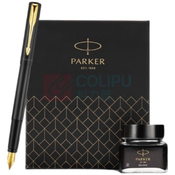 派克 PARKER 钢笔 威雅XL 经典黑金夹墨水笔+小墨水套盒 (黑色)