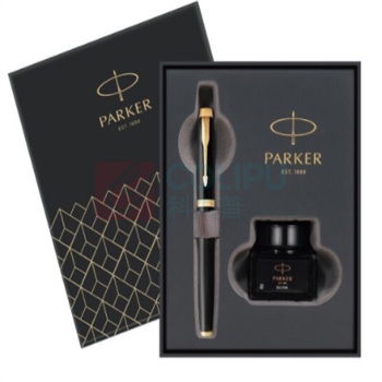派克 PARKER 金夹墨水笔+迷你墨水礼盒 IM纯黑丽雅 