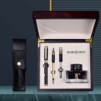 英雄 HERO 钢笔礼盒 1076 钢笔+美工+宝珠  钢笔木质礼盒三笔头
