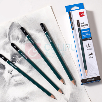 得力(deli) 铅笔 DP601-HB HB Φ7mm*175mm 木质 木质 HB 12支/盒 盒