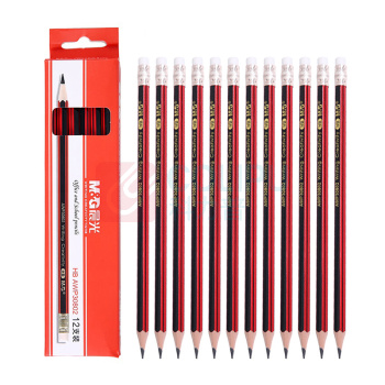 晨光 M&G 红黑色抽条笔杆HB铅笔 AWP30802 HB 12支/盒 (大包装)