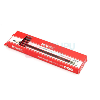 晨光 M&G 红黑色抽条笔杆HB铅笔 AWP30802 HB 12支/盒 (大包装)