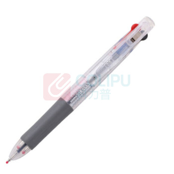 斑马牌 ZEBRA 三色中性笔多色水笔便携多功能笔 J3J2 0.5mm (透明色杆) 10支/盒