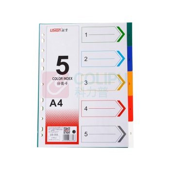 远生 USIGN 五色胶质分类索引 US-005 A4 (彩色) 5页/套