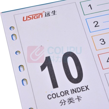 远生 USIGN 十色胶质分类索引 US-010 A4 (彩色) 10页/套