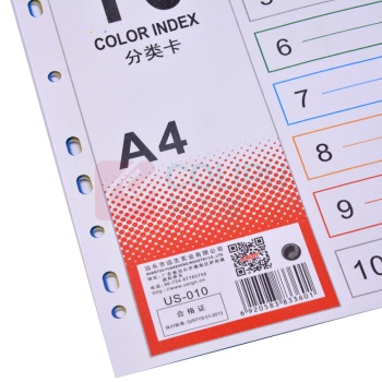 远生 USIGN 十色胶质分类索引 US-010 A4 (彩色) 10页/套