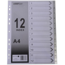 远生 胶质数字1-12分类索引 US-012A A4 (灰色) 12页/套