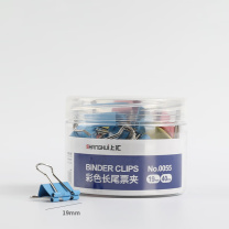 上汇 彩色长尾票夹 0055 19mm (彩色) 40只/筒 DC