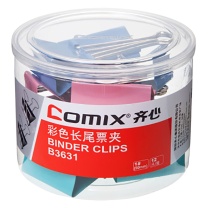 齐心 Comix 彩色长尾夹 B3631 50mm 12个/筒 CF