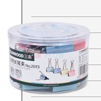 三木(SUNWOOD) 夹类文具 3#彩色长尾票夹2013 1筒/筒 销售单位:筒 (夹类文具) (计量单位:个)