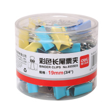 得力 deli 彩色长尾票夹桶装(混) 8555ES 5#19mm (混色) 40只/桶