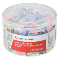齐心 Comix 彩色长尾夹套装 B3652 32mm*12只+25mm*20只+19mm*48只 (混色) 3#+4#+5#混装