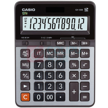 卡西欧 CASIO 12位数字显示双电源办公普通计算器 GX-120B 大号 10个/盒