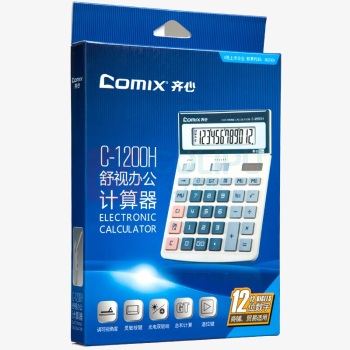 齐心 Comix 双电源宽屏计算器 C-1200H 12位 10台/盒