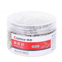 齐心 Comix 镀镍防锈回形针/曲别针 EB303 200枚/桶 电商专供 DC