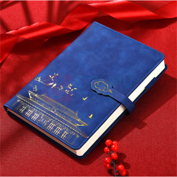 嘉然恒 复古祥云搭扣故宫国潮中国风笔记本子 JRH-JSB-20365 A5 (深空蓝)