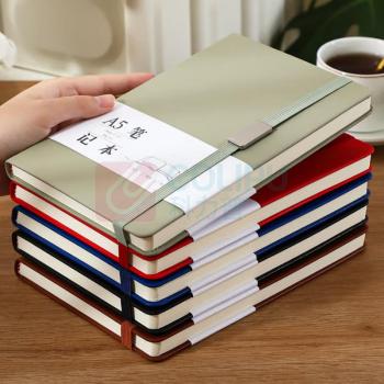 融银之汇 笔记本带页码绑带记事本加厚 A5 ((红、蓝、绿、灰、棕色随机发货))