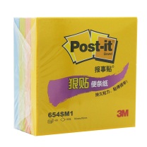 3M 4色狠贴系列报事贴 654SM1 76*76mm*4 (明黄色、粉红色、草绿色、湖蓝) 90页/本 360页/套