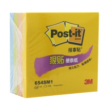 3M 4色狠贴系列报事贴 654SM1 76*76mm*4 (明黄色、粉红色、草绿色、湖蓝) 90页/本 360页/套