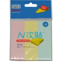 N次贴 Stick 'N 三色组合便条纸 32003 76*25mm (粉彩混色) 50页/条 3条/包