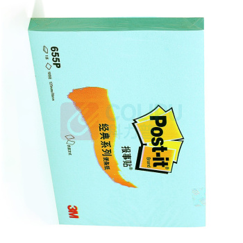 3M 经典报事贴 粉彩系列 655P-BG 127*76mm (蓝绿色) 100页/本 12本/包 新老包装交替中,以实物为准