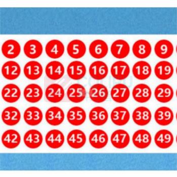 也特 防水连号数字贴纸不干胶贴纸圆形标签连号标签 2.54CM 1-50连号 (红黑白色随机)