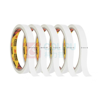 3M 强粘性超薄型棉纸胶带手工粘贴胶纸可撕双面胶带 200C 宽12mm*长10m/卷 5卷/袋 