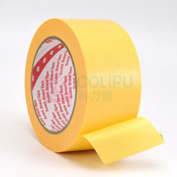 3M 美纹纸胶带 无痕防焊耐温胶带汽车喷漆模型遮蔽胶纸 244 12mm*50m (黄色)