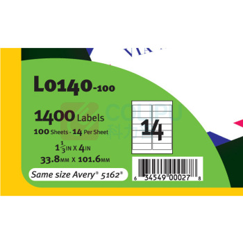 普林泰科 printec 打印标签 L0140-100 1-1/3"*4" (白色) 14枚/张 100张/包