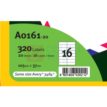普林泰科 printec 地址标签 A0161-20 105*37mm (白色) 16枚/张 20张/包